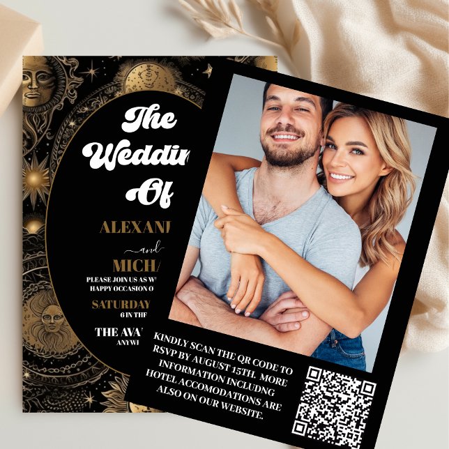 Convites Casamento Celestial Preto Ouro (Criador carregado)