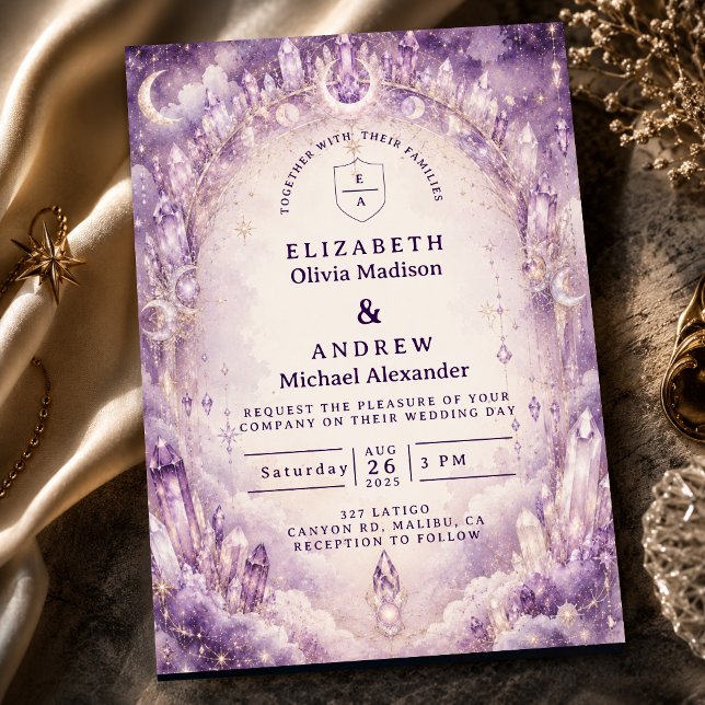Convites Casamento Celestial Roxo Etéreo (Criador carregado)