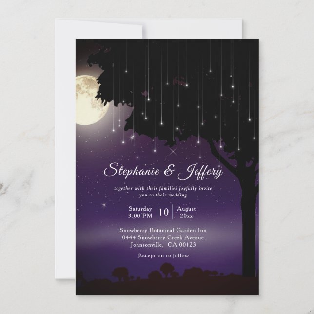 Convites Casamento Celestial Starry Night String (Frente)
