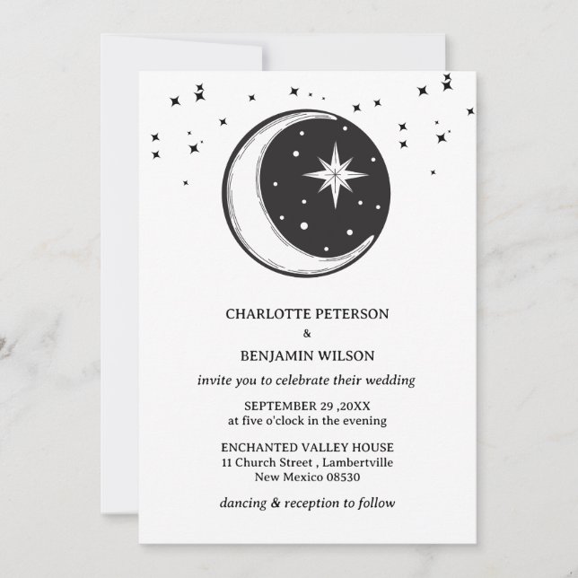 Convites Casamento Celestial Vintage Noite Estrelada Cósmic (Frente)