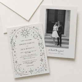 Convites Casamento Celestial Vitoriano Preto e Marfim 