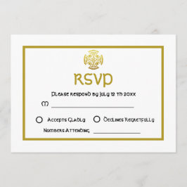 Convites Casamento Celta Falso Ouro Nó Celta Cruz RSVP