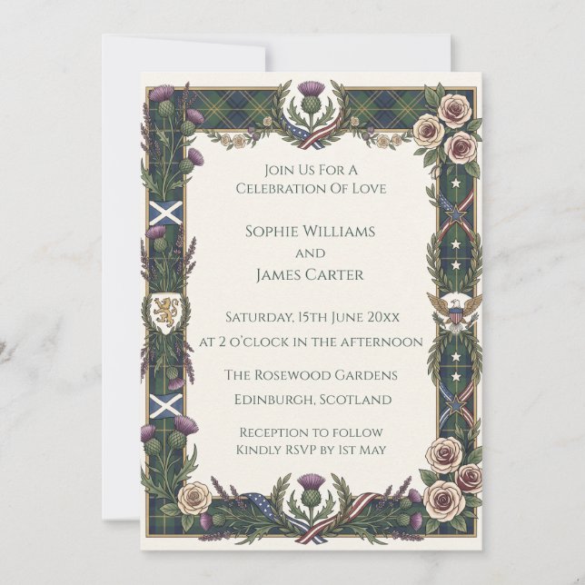 Convites Casamento Celtic Thistle (Frente)