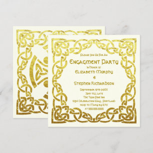 Convites Casamento Céltico Elegante  Dourado   Festa de Noi