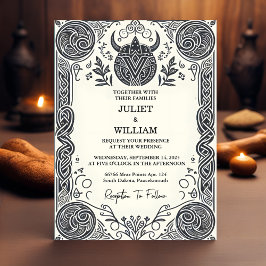 Convites Casamento Céltico Nórdico Medieval de Rolagem Viki