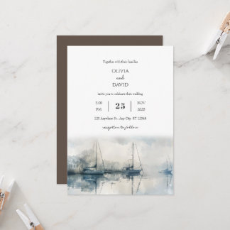 Convites Casamento Cênico Costeiro Misty Harbor Morning Bea