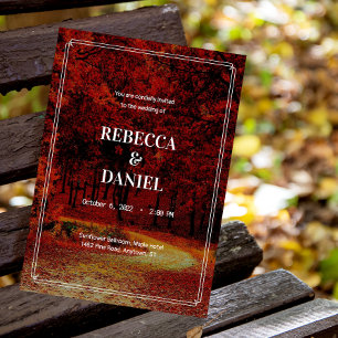 Convites Casamento Cênico de Outono Minimalista Moderno