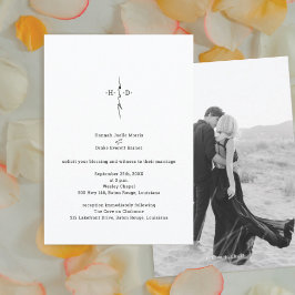 Convites Casamento Centrado Com Cruz Chic Com Letra Mão Mon