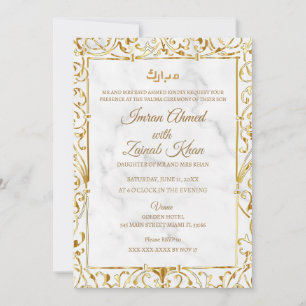 Convites Casamento Cerimônia Valima com Mármore Branco e Re