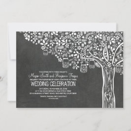 Convites Casamento Chalkboard Floral Tree Mason Jar Lights