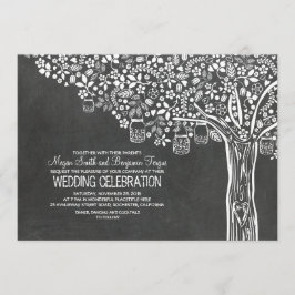 Convites Casamento Chalkboard Floral Tree Mason Jar Lights
