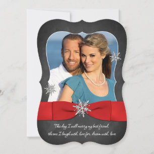 Convites Casamento Chalkboard   Vermelho, Flocos de Neve Pr