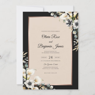 Convites Casamento Champagne Anêmona Preta