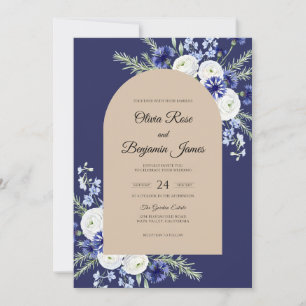 Convites Casamento Champanhe Anêmona Marinho