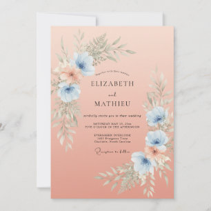 Convites Casamento Champanhe Azul Azure Anêmona