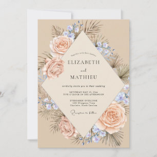 Convites Casamento Champanhe Azure Pampas Sage