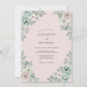 Convites Casamento Champanhe com Folhagem de Sage Eucalipto