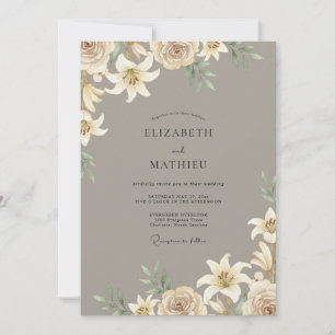 Convites Casamento Champanhe Lírio Bege