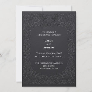 Convites Casamento Charcoal Gothic Rosa Corvo
