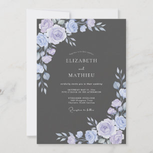 Convites Casamento Charcoal Lilac Folhoso
