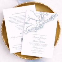 Casamento Charleston Tudo-em-Um QR RSVP Azul Empoe