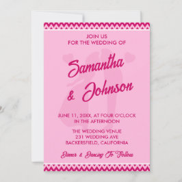Convites Casamento Chevron Rosa Moderno Romântico