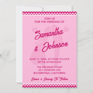 Convites Casamento Chevron Rosa Moderno Romântico