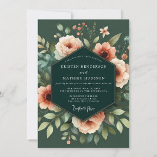 Convites Casamento Chiaroscuro Esmeralda e Pêssego