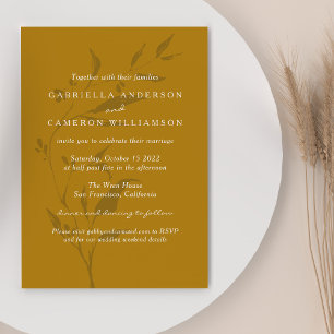 Convites Casamento Chic Boho de Mostarda Botânica Elegante