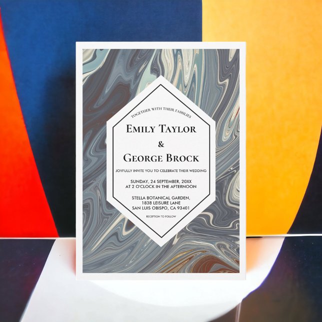 Convites Casamento Chic com Abstratos na moda de pintura de (Criador carregado)