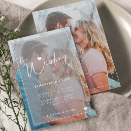 Convites Casamento chic com cobertura branca com 2 fotos mo