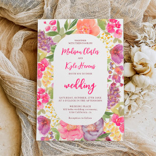 Convites Casamento chic com guião floral brilhante da Bohem
