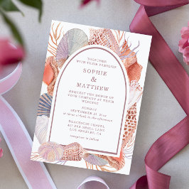 Convites Casamento Chic Costeiro Concha Aquarela
