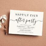 Convites Casamento Chic Cream Após Festa<br><div class="desc">Mínimo de creme de leite para um casamento após a festa. "Feliz Festa Nunca Depois" é escrito em uma mistura de simples tipografia e uma moderna tradição com pestanas.</div>