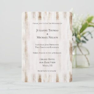 Convites Casamento Chic Cream White Brown Stripes Casamento