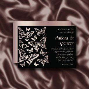Convites Casamento Chic da Borboleta Blush Rosa Dourado e