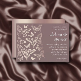 Convites Casamento Chic da Borboleta | Rosa de Blush Dourad