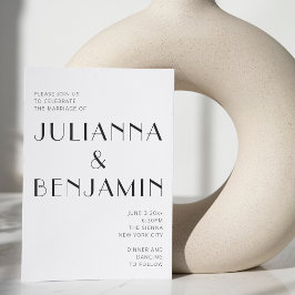 Convites Casamento Chic de Deco Branco Negro Elegante Minim