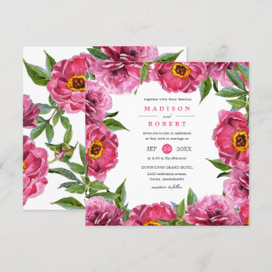 Convites Casamento Chic de Povos Magenta Rosa Maravilhoso