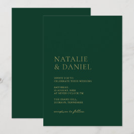 Convites Casamento Chic Dourado e Verde Esmeralda