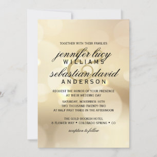 Convites Casamento Chic Dourado Elegante