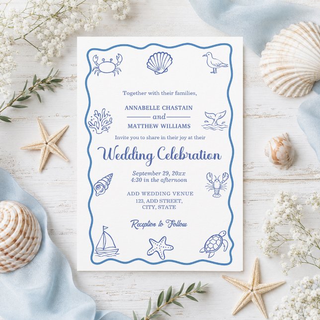 Convites Casamento Chic e Caprichoso com Desenhos à Mão de  (Criador carregado)