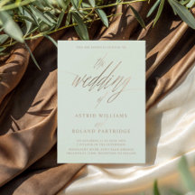 Casamento Chic em Verde Sage e Caligrafia em Ouro 