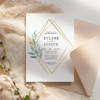 Casamento Chic Eucalyptus Leaf Dourado Elegante Gr
