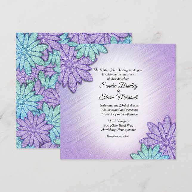 Convites Casamento Chic Floral Color Combo (Frente/Verso)