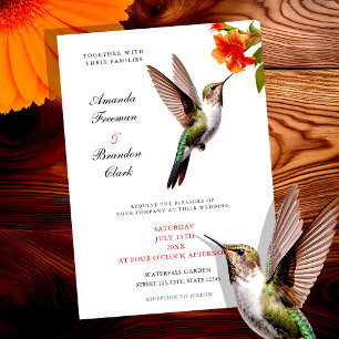 Convites Casamento Chic Hummingbird e Orange Flower
