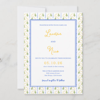 Convites Casamento Chic Italiano-Amarelo-Azul-Citrus