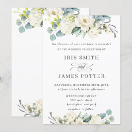 Convites Casamento Chic Ivory White Floral Greenery