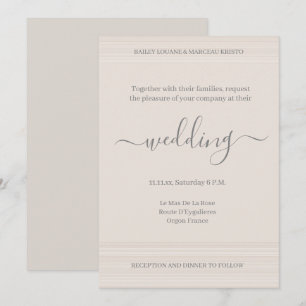 Convites Casamento Chic Listras de Madeira Marfim Elegante