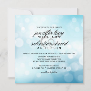 Convites Casamento Chic Luxury Blue Bokeh